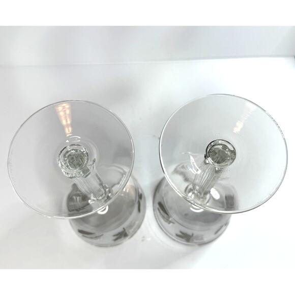 MCM Exquisite Libbey Silver Leaf Collection Stemmed 10 Oz. Blown Wine Glasses 2 - Picture 6 of 6